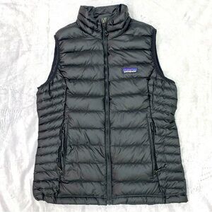 Patagonia Black Vest Size S Black Down Puffer 84628 Full Zipper Side Pockets